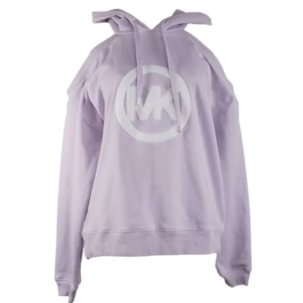 New Michael Kors Lavender Mist Cut Out Logo Hoodie Women's Size Large